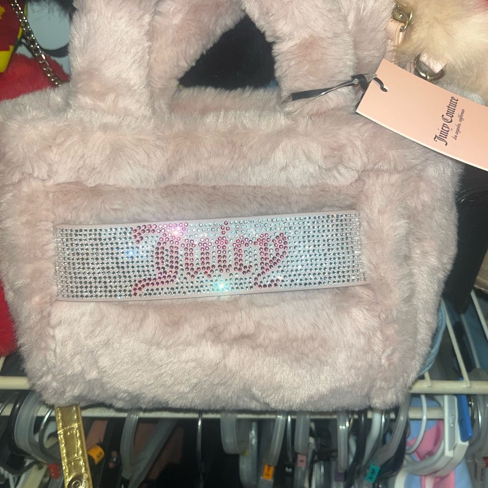 Juicy Couture Pink Faux Fur Tote Bag